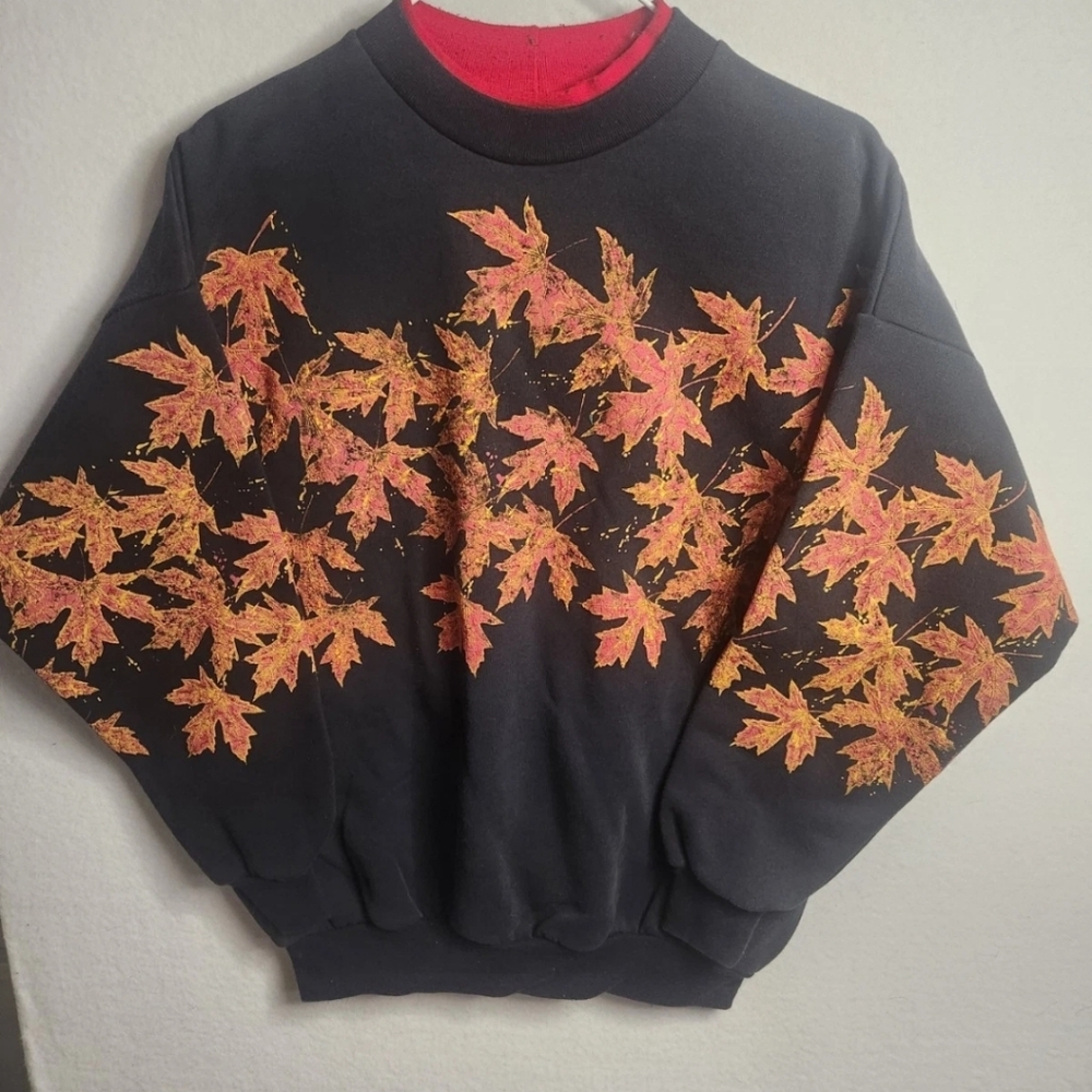 Vintage Fall themed sweatshirt by Artisans S Textured Fabric Paint sz M